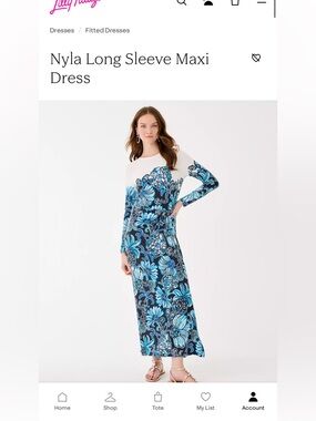 NWT Lilly Pulitzer Nyla Long Sleeve Maxi Dress